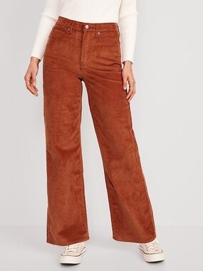 Old Navy Extra High Rise Wide Leg Corduroy Pants Womens 10 Brown Sky Hi NWT